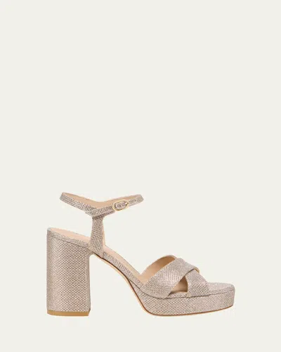 Stuart Weitzman Dayna Metallic Crisscross Platform Sandals In Black
