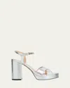 Stuart Weitzman Dayna Metallic Crisscross Platform Sandals In Silver
