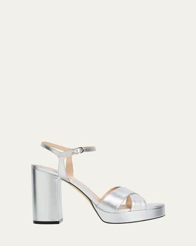 STUART WEITZMAN DAYNA METALLIC CRISSCROSS PLATFORM SANDALS