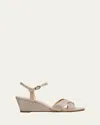 Stuart Weitzman Dayna Metallic Crisscross Wedge Sandals In Poudre