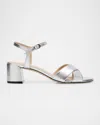 Stuart Weitzman Dayna Metallic Leather Crisscross Sandals In Silver/silver