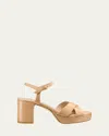 Stuart Weitzman Dayna Patent Crisscross Platform Sandals In Neutral