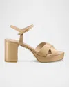 Stuart Weitzman Dayna Patent Crisscross Platform Sandals In Multi