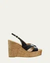 Stuart Weitzman Dayna Patent Crisscross Wedge Platform Sandals