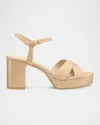 Stuart Weitzman Dayna Patent Crisscross Platform Sandals In Brown