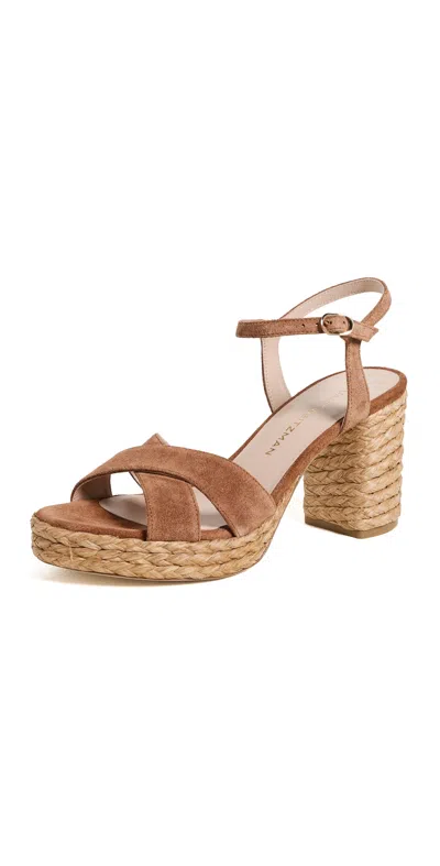Stuart Weitzman Dayna Platform 80 Sandals Luxe Saddle/natural In Brown