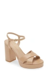 Stuart Weitzman Dayna Leather Crisscross Platform Sandals In Adobe