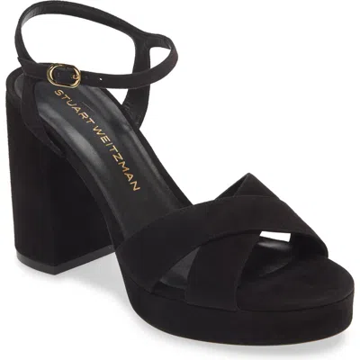 Stuart Weitzman Dayna Platform Sandal In Black Suede