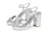 Stuart Weitzman Dayna Metallic Crisscross Platform Sandals In Silver