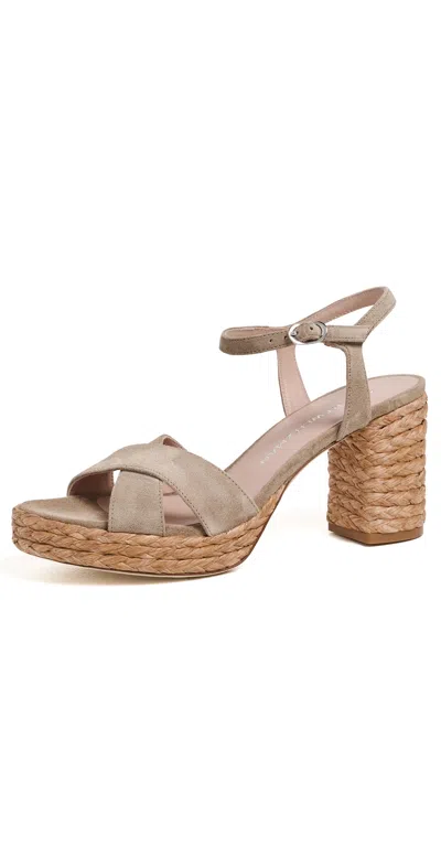Stuart Weitzman Dayna Platform Sandals Golden Olive/natural In Neutral