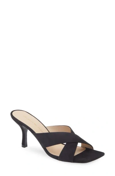 Stuart Weitzman Dayna Slide 75 Sandal In Black Suede
