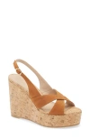 Stuart Weitzman Dayna Slingback Platform Wedge Sandal In Hazel Suede