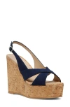 Stuart Weitzman Dayna Suede Platform Wedge Sandals In Nice Blue