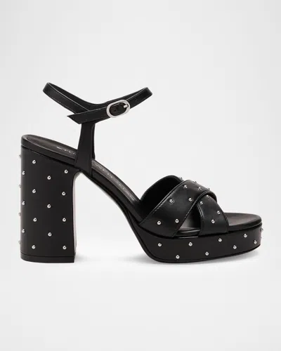 Stuart Weitzman Dayna Sostud Leather Ankle-strap Platform Sandals In Multi