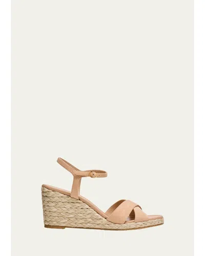 Stuart Weitzman Dayna Suede Crisscross Wedge Espadrilles In Animal Print