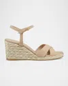 Stuart Weitzman Dayna Suede Crisscross Wedge Espadrilles In Adobenatural