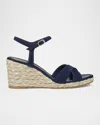 Stuart Weitzman Dayna Suede Crisscross Wedge Espadrilles In Blue