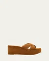 Stuart Weitzman Dayna Suede Crisscross Wedge Sandals