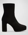 Stuart Weitzman Dayna Suede Platform Booties In Black Suede