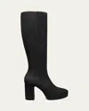 Stuart Weitzman Dayna Suede Platform Boots In Black