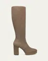 Stuart Weitzman Dayna Suede Platform Boots In Stone