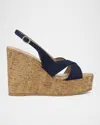 Stuart Weitzman Dayna Suede Platform Wedge Sandals In Nice Blue