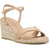 Stuart Weitzman Dayna Leather Crisscross Espadrille Sandals In Adobe/natural