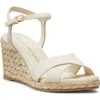 Stuart Weitzman Dayna Denim Crisscross Wedge Espadrilles In Linen/natural