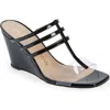 Stuart Weitzman Deco 85 Wedge Sandal In Black/clear