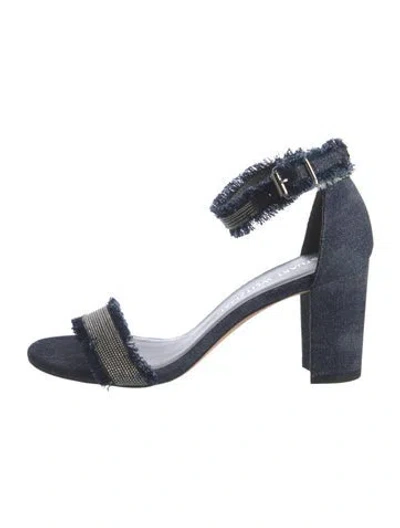 Pre-owned Stuart Weitzman Denim Animal Print Sandals In Blue
