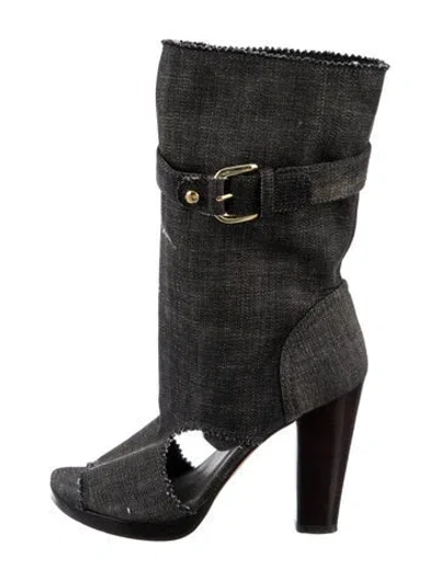Pre-owned Stuart Weitzman Denim Boots In Black
