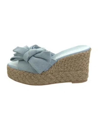 Pre-owned Stuart Weitzman Denim Bow Accents Espadrilles In Blue