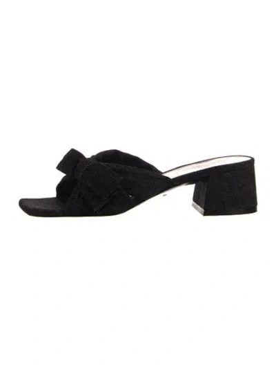 Pre-owned Stuart Weitzman Denim Bow Accents Slides In Multi