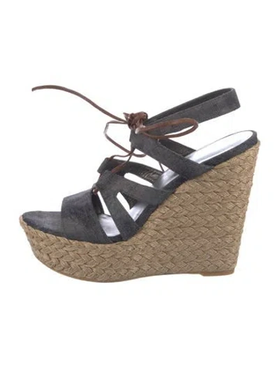 Pre-owned Stuart Weitzman Denim Braided Accents Espadrilles In Blue