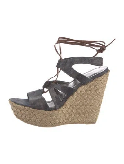 Pre-owned Stuart Weitzman Denim Braided Accents Espadrilles In Blue