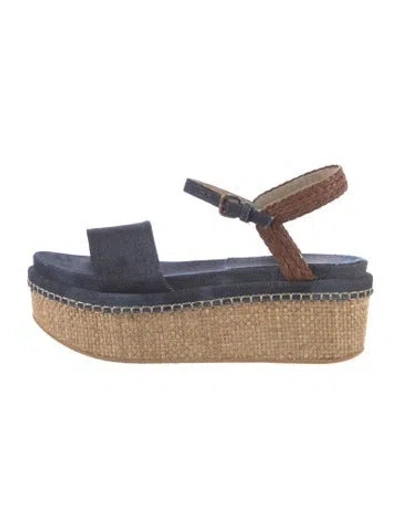 Pre-owned Stuart Weitzman Denim Braided Accents Sandals In Blue/brown