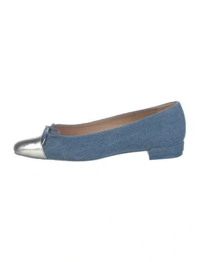 Pre-owned Stuart Weitzman Denim Colorblock Pattern Ballet Flats In Blue