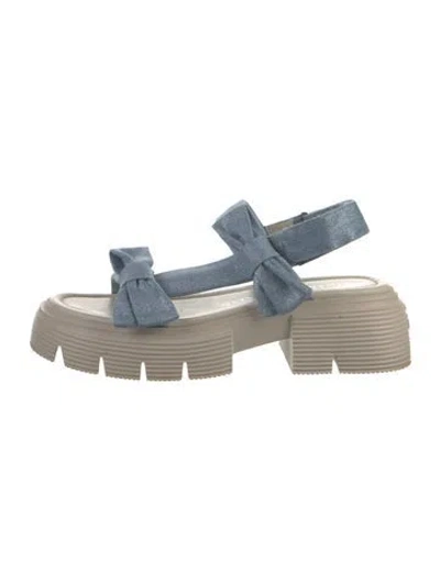 Pre-owned Stuart Weitzman Denim Colorblock Pattern Espadrilles In Blue