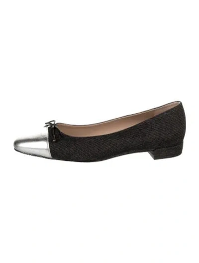 Pre-owned Stuart Weitzman Denim Colorblock Pattern Flats In Black