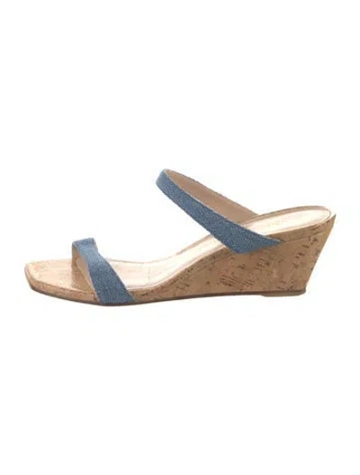 Pre-owned Stuart Weitzman Denim Colorblock Pattern Sandals In Blue