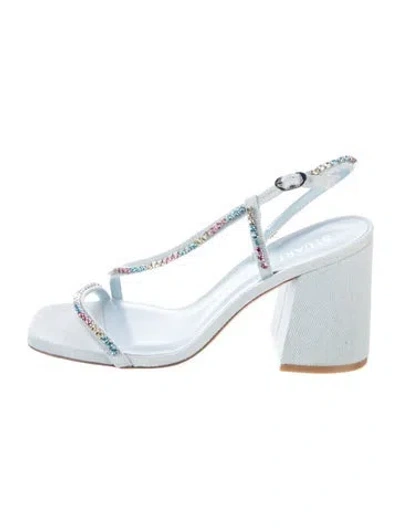 Pre-owned Stuart Weitzman Denim Crystal Embellishments Sandals In Blue