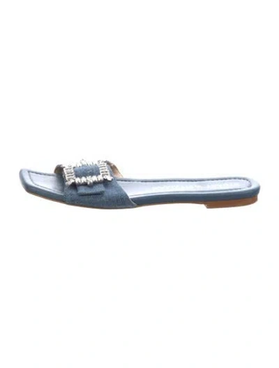 Pre-owned Stuart Weitzman Denim Crystal Embellishments Slides In Blue