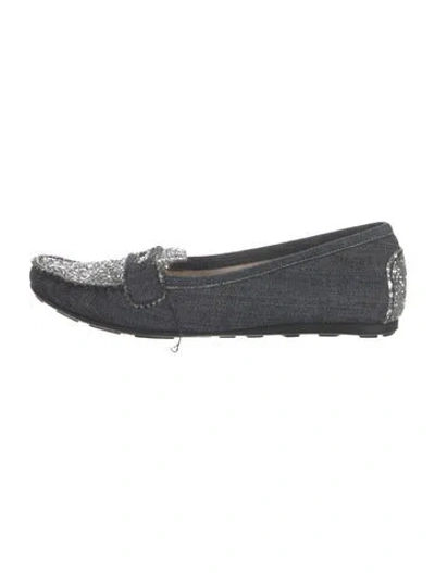 Pre-owned Stuart Weitzman Denim Loafers In Blue/metallic/silver
