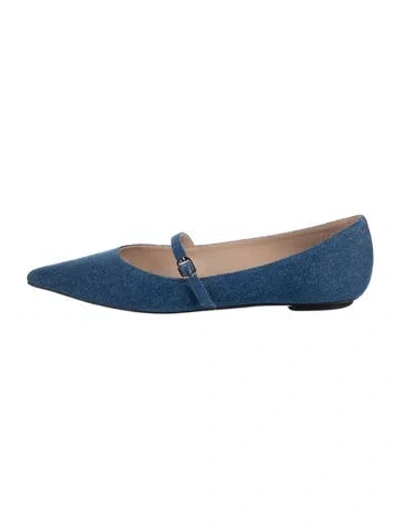 Pre-owned Stuart Weitzman Denim Mary Jane Flats In Blue