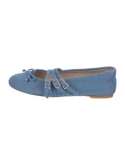 Pre-owned Stuart Weitzman Denim Mary Jane Flats In Blue