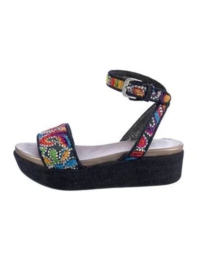 Pre-owned Stuart Weitzman Denim Patterned Sandals In Blue