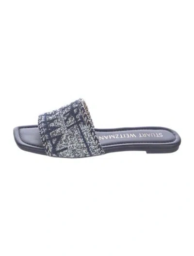 Pre-owned Stuart Weitzman Denim Printed Slides In Blue
