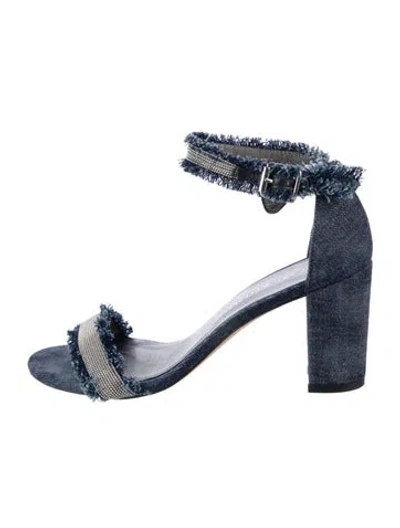 Pre-owned Stuart Weitzman Denim Raw-edge Trim Pumps In Blue