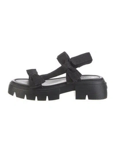 Pre-owned Stuart Weitzman Denim Sandals In Black/blue