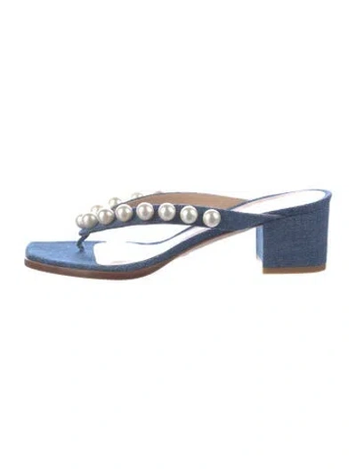 Pre-owned Stuart Weitzman Denim Slides In Blue